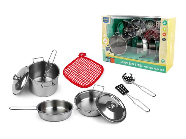 STAINLESS STEEL KITCHEN   PLAY SET 9PCS